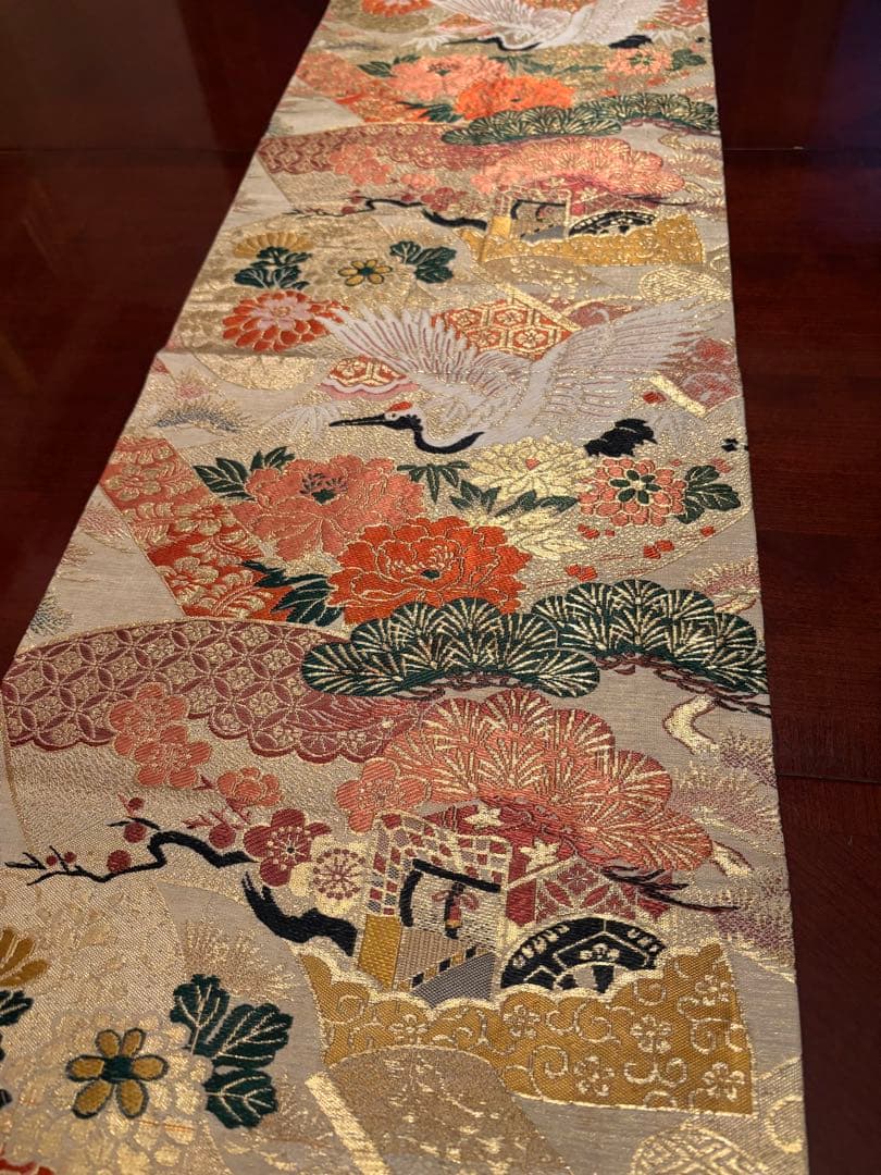 3005花嫁衣装の丸帯リメイク　タッセル付き正絹テーブルランナーと2964