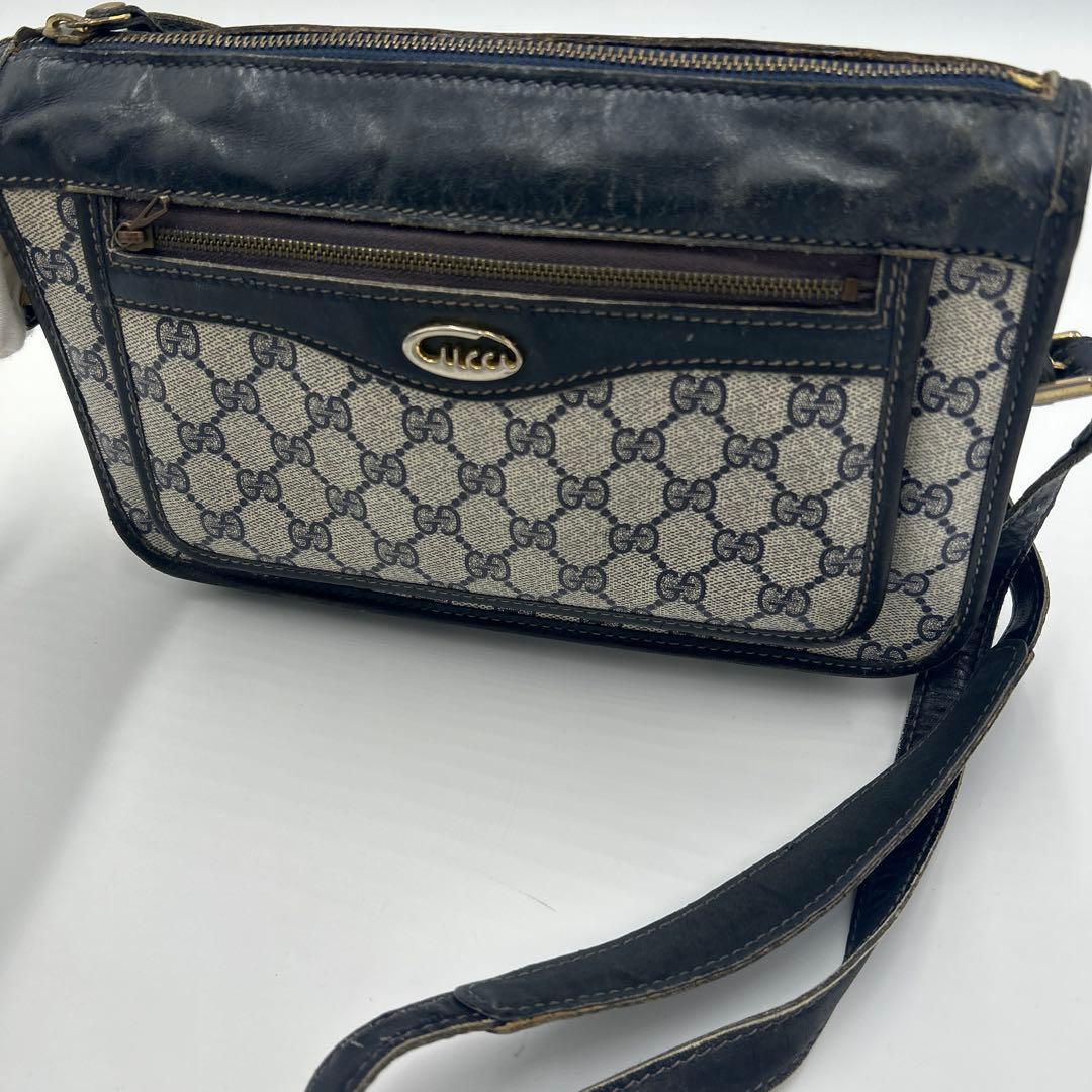 GUCCI GGスプリーム ショルダーバッグ PVC ネイビー オールドグッチ