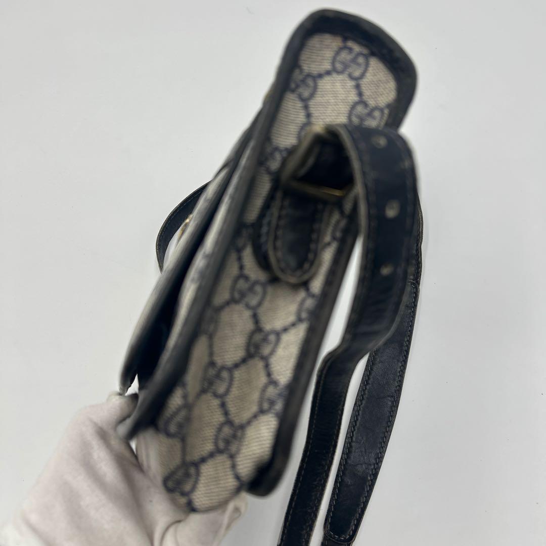 GUCCI GGスプリーム ショルダーバッグ PVC ネイビー オールドグッチ