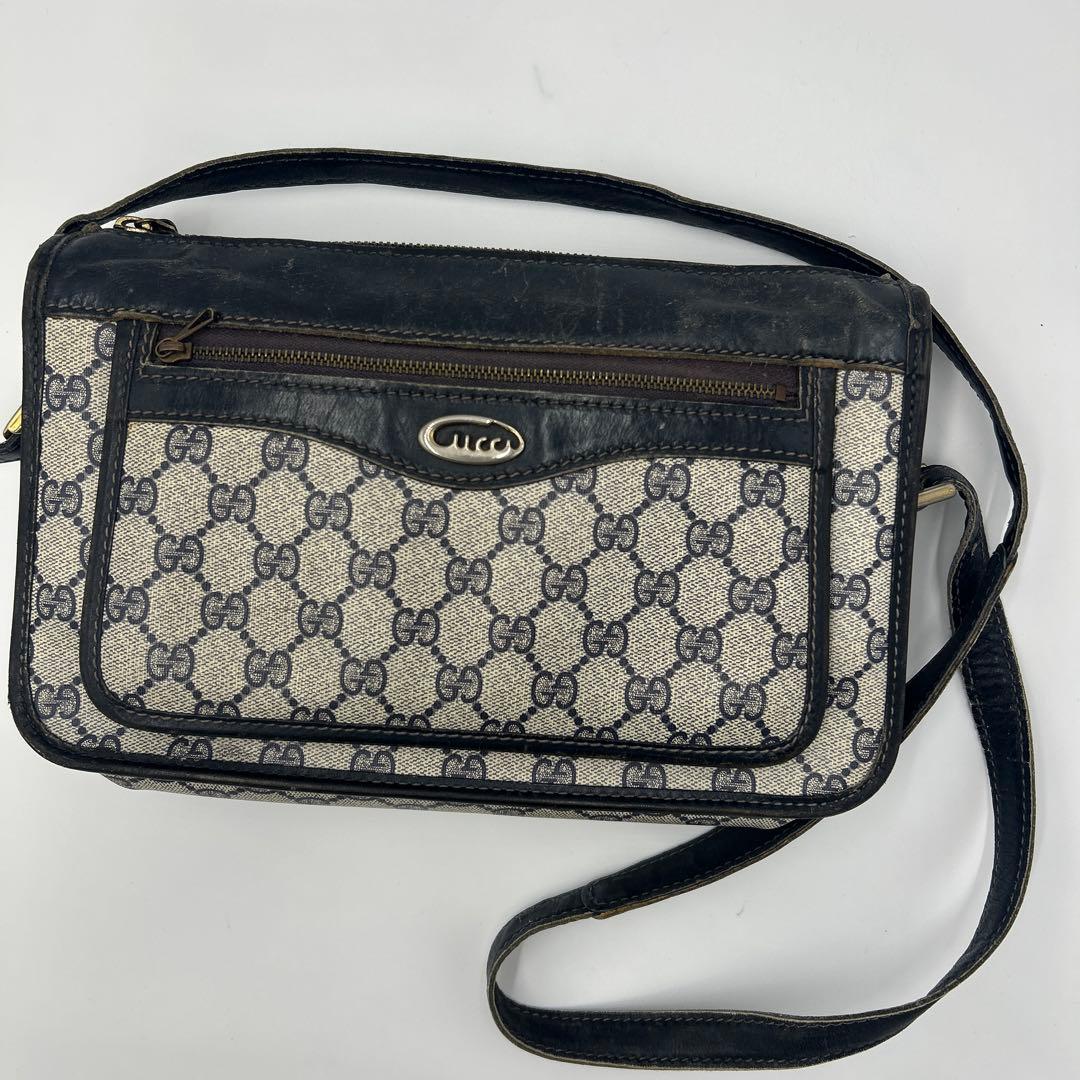 GUCCI GGスプリーム ショルダーバッグ PVC ネイビー オールドグッチ