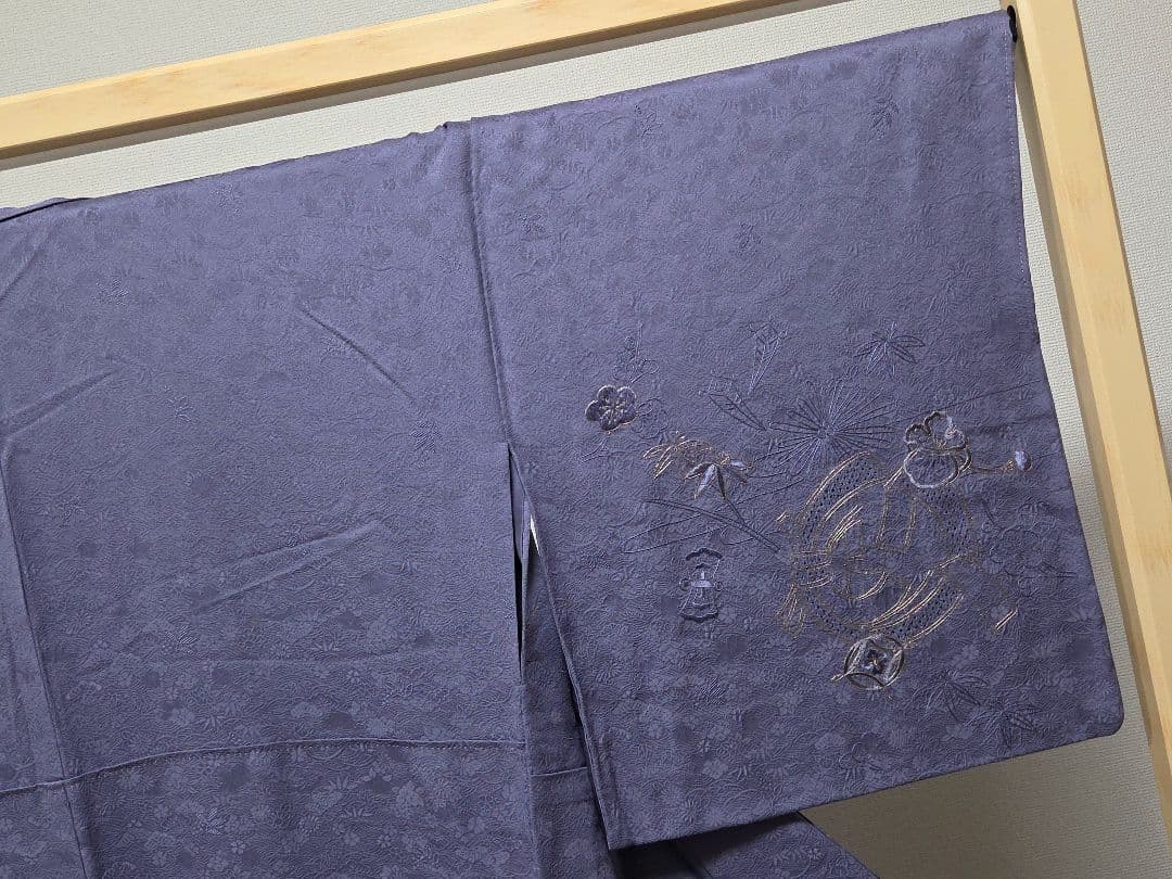 B 中国三大刺繍 蘇州 汕頭 金駒刺繍 宝尽し 松竹梅 袷 正絹 訪問着 着物