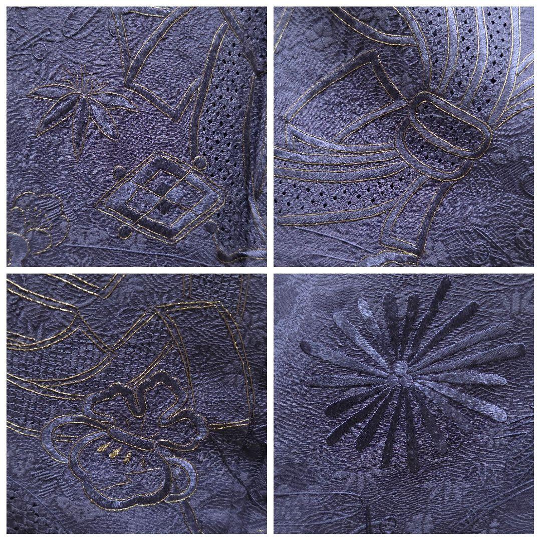 B 中国三大刺繍 蘇州 汕頭 金駒刺繍 宝尽し 松竹梅 袷 正絹 訪問着 着物