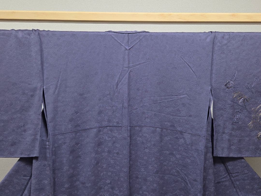 B 中国三大刺繍 蘇州 汕頭 金駒刺繍 宝尽し 松竹梅 袷 正絹 訪問着 着物