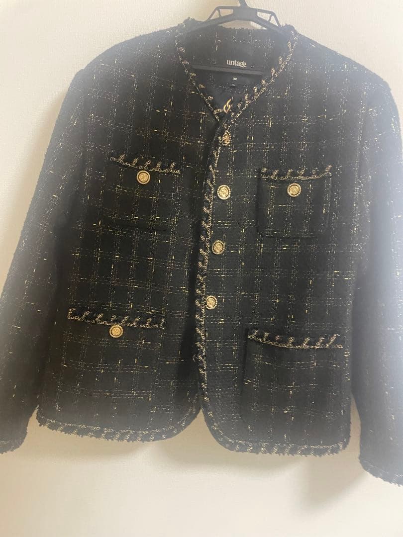 UNTAGE ツイード　ジャケット　ブラック、ゴールド　韓国