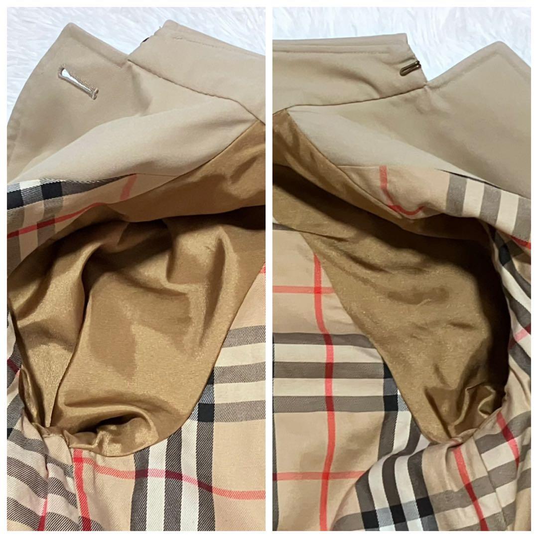 【美品】バーバリー ステンカラーコート ビンテージ ノバチェック ベルト S