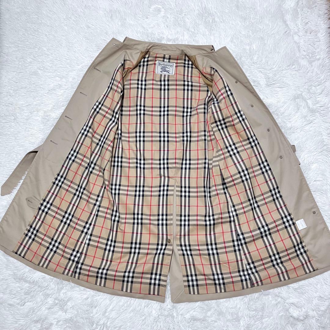 【美品】バーバリー ステンカラーコート ビンテージ ノバチェック ベルト S