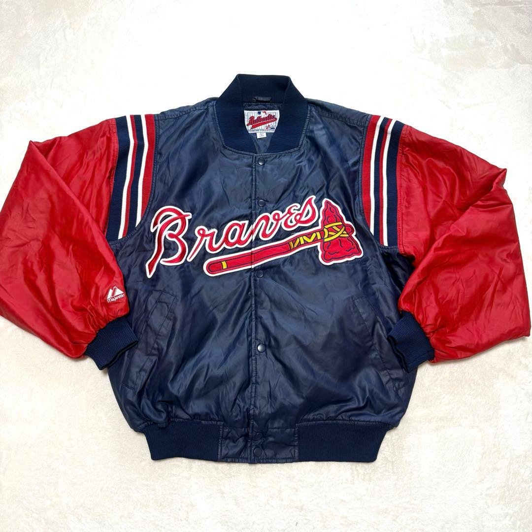90s MLB AtlantaBraves ブレーブス 光沢サテン スタジャン