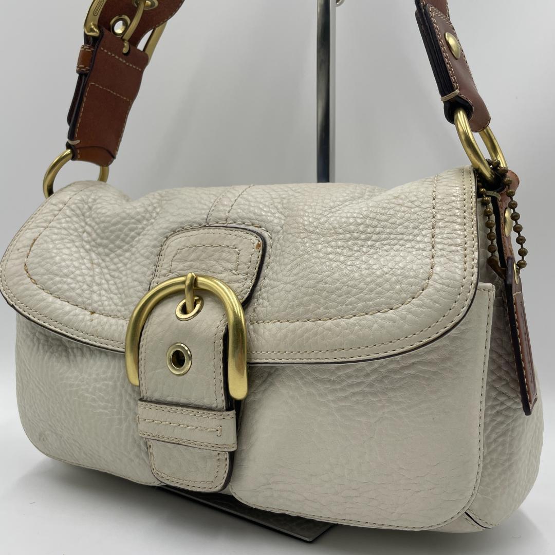 良品 COACH ショルダーバッグ レザー ホワイト ソーホー