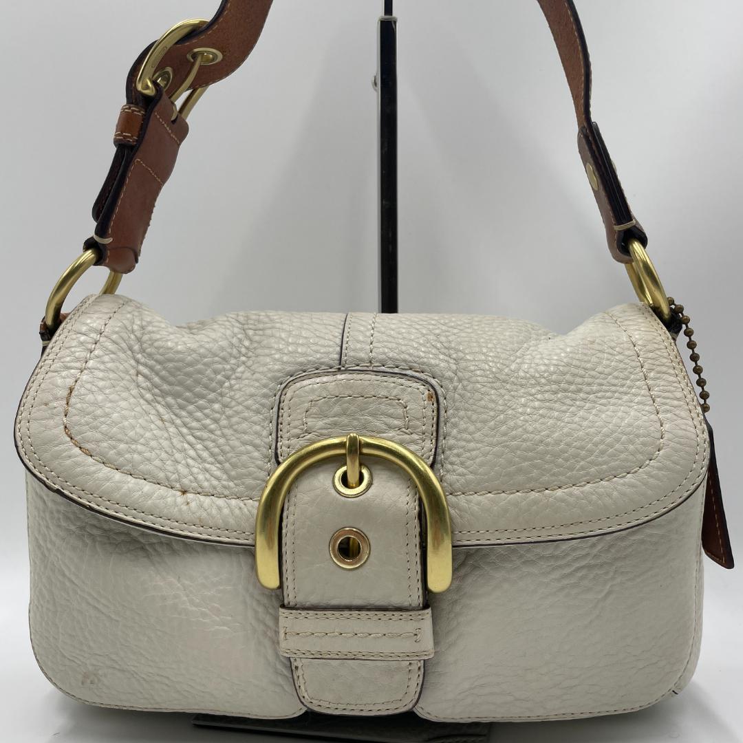 良品 COACH ショルダーバッグ レザー ホワイト ソーホー
