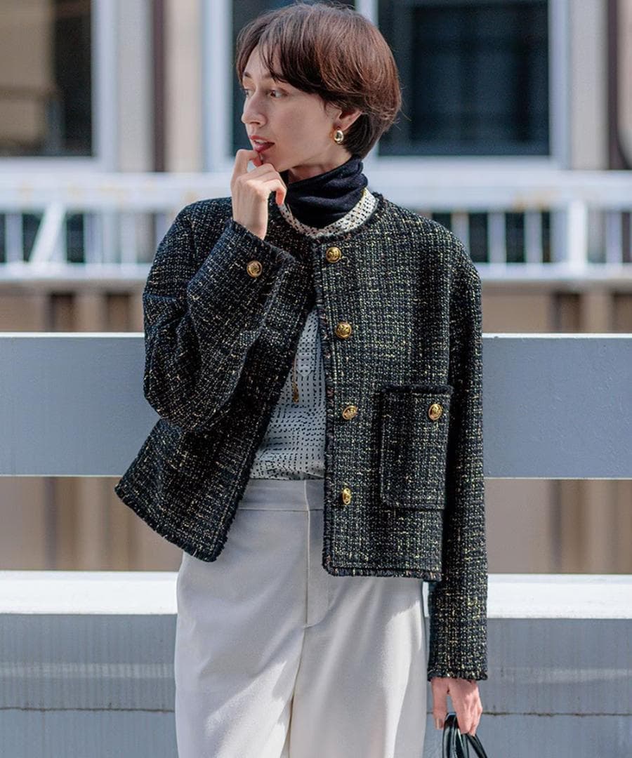 23区　44XL　GIOLICA ボタン ツイード ジャケット 　今期販売中