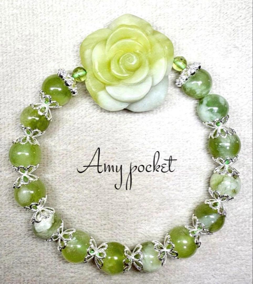 水晶青脈石クォーツ＆青桜瑪瑙ブレスレット☆*:.。.