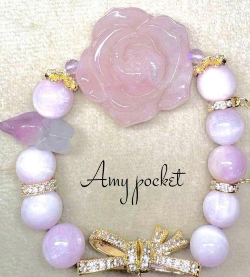 水晶青脈石クォーツ＆青桜瑪瑙ブレスレット☆*:.。.