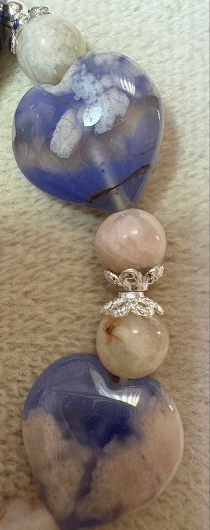 水晶青脈石クォーツ＆青桜瑪瑙ブレスレット☆*:.。.