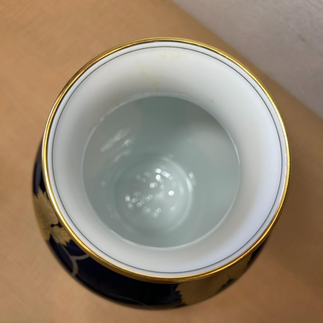 大倉陶園 花瓶 瑠璃金蝕葡萄 36cm OKURA CHINA 箱付 自宅保管