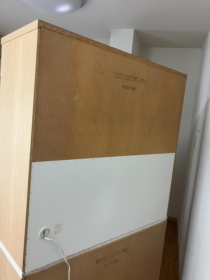 【ニトリ】食器棚 ナチュラル 幅105㎝　磨りガラス扉＆引き出し収納付き 美品