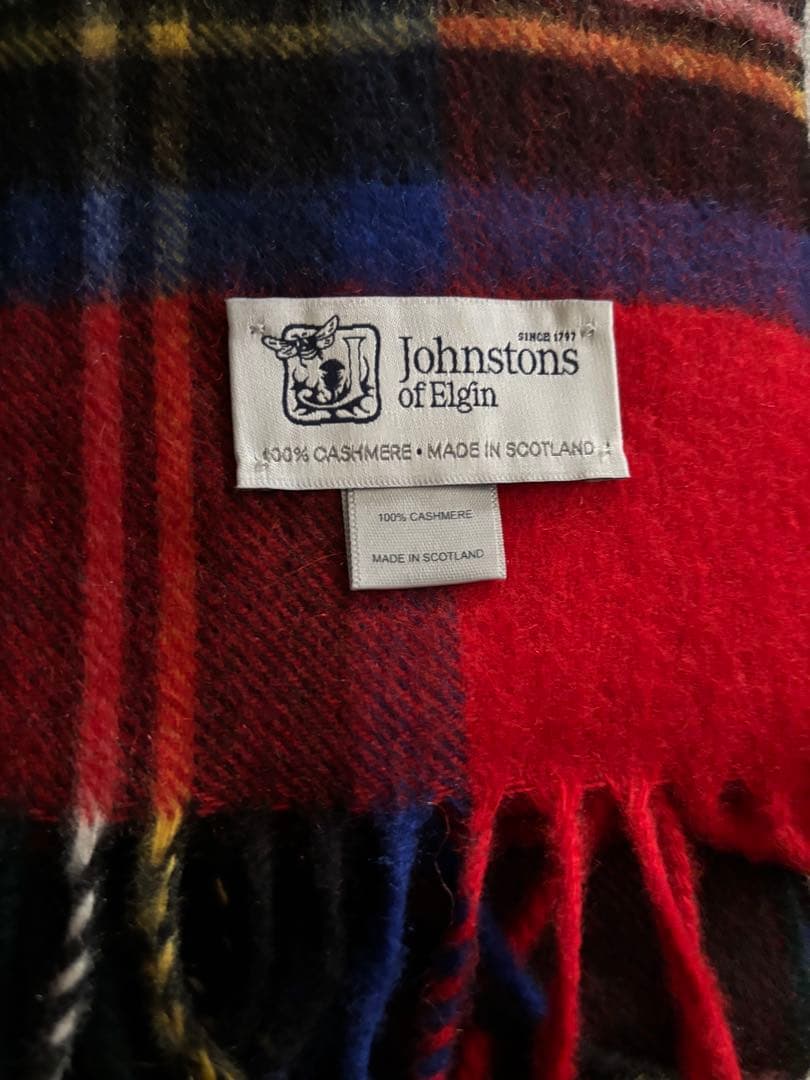Johnstons 中判カシミヤ100%マフラーロイヤルスチュアート