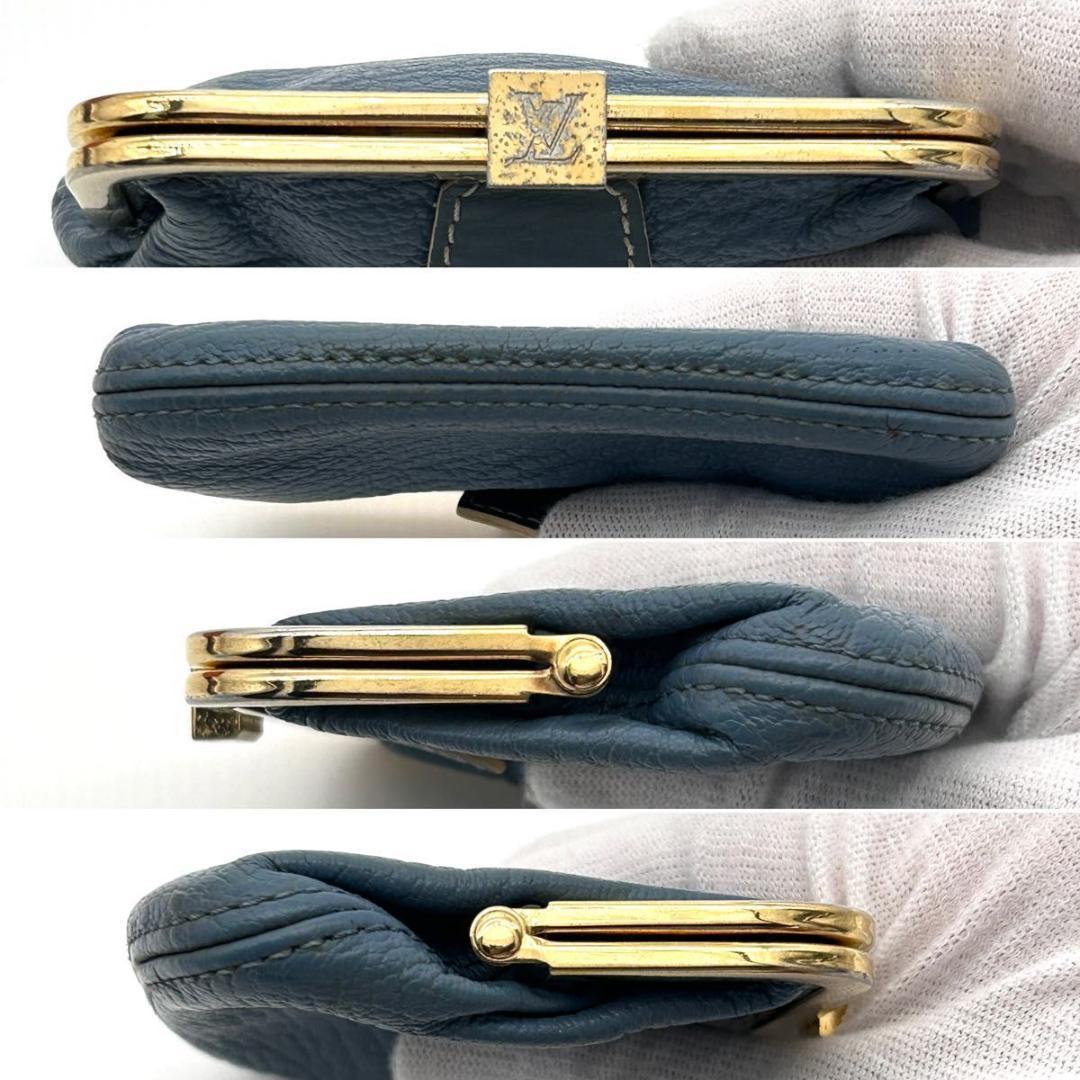 ルイヴィトン スハリ ケース ブルー がま口 小銭入れ