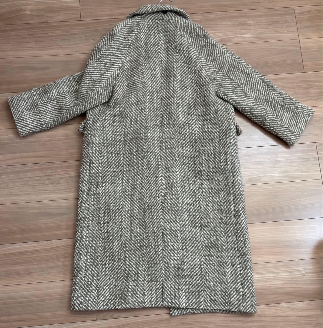Mila Owen ヘリンボーン柄ストラップダブルコート ウール
