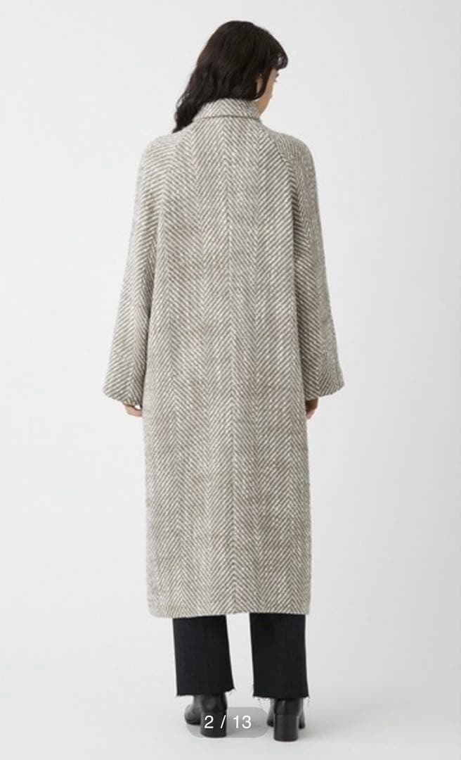 Mila Owen ヘリンボーン柄ストラップダブルコート ウール