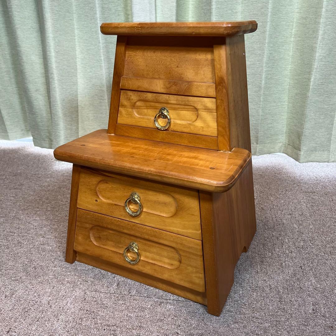 踏み台 引き出し付き 木製 スツール 収納 アンティーク