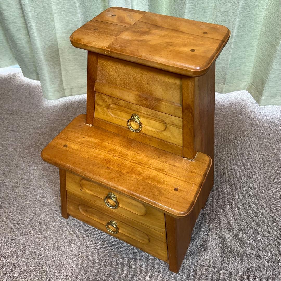 踏み台 引き出し付き 木製 スツール 収納 アンティーク