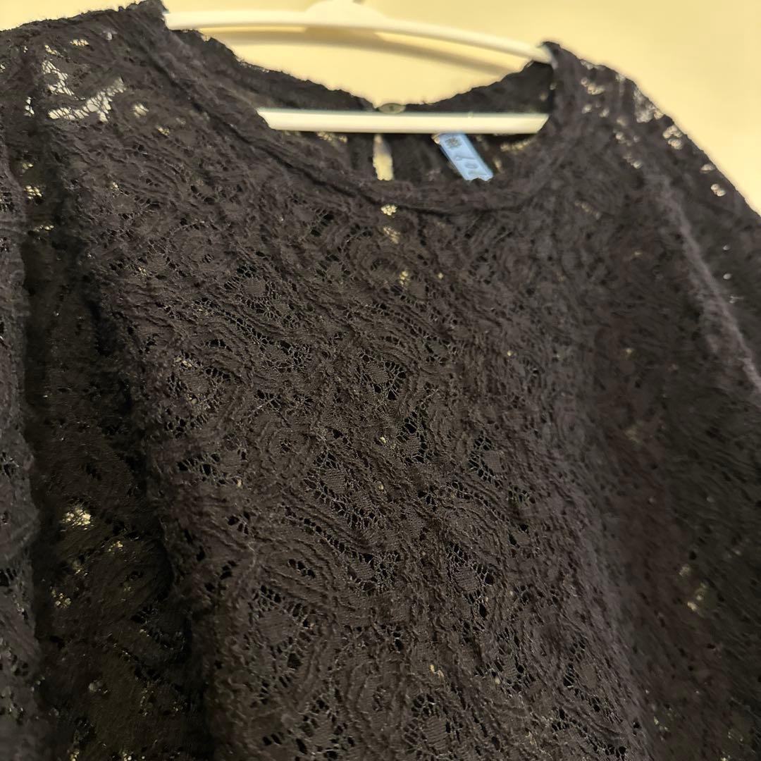 IENA ペイズリー ストレッチレースプルオーバー　ブラック