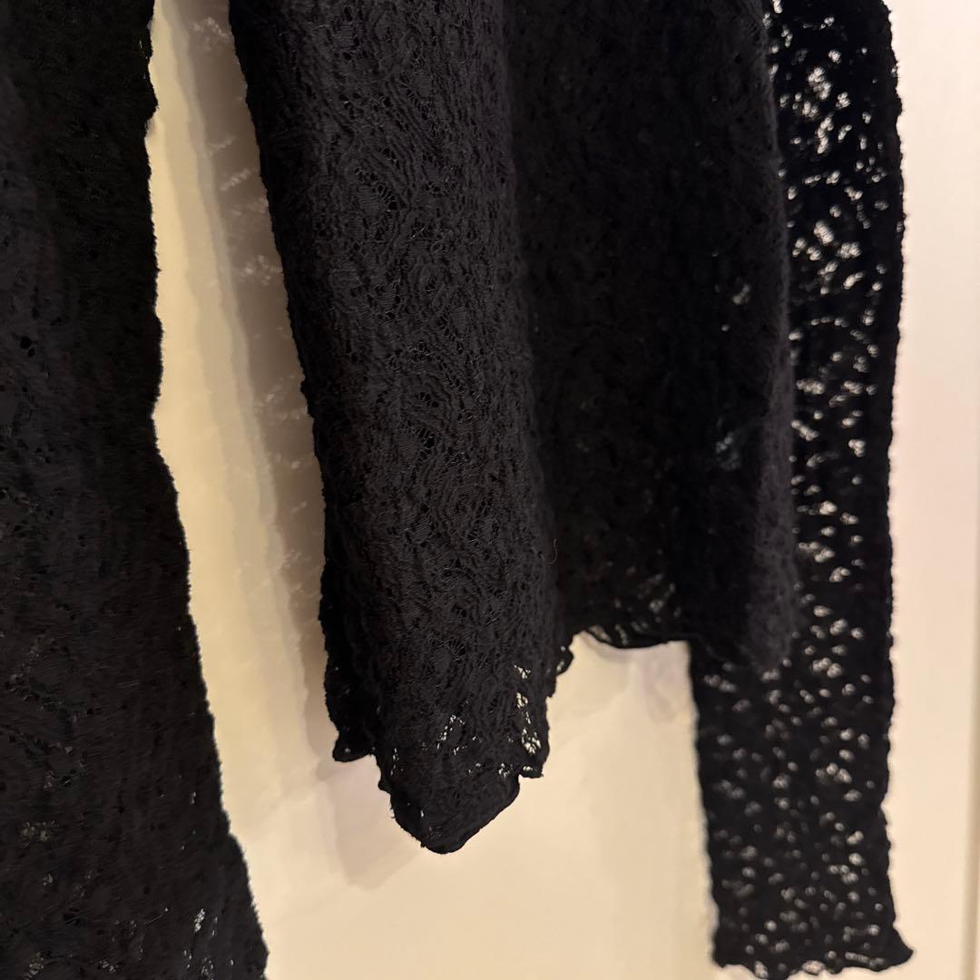 IENA ペイズリー ストレッチレースプルオーバー　ブラック