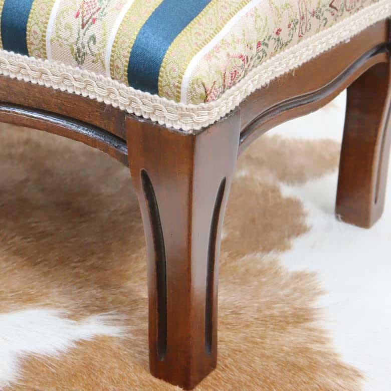 イタリア フットスツール 猫脚 ネイビーストライプ 玄関用 完成品