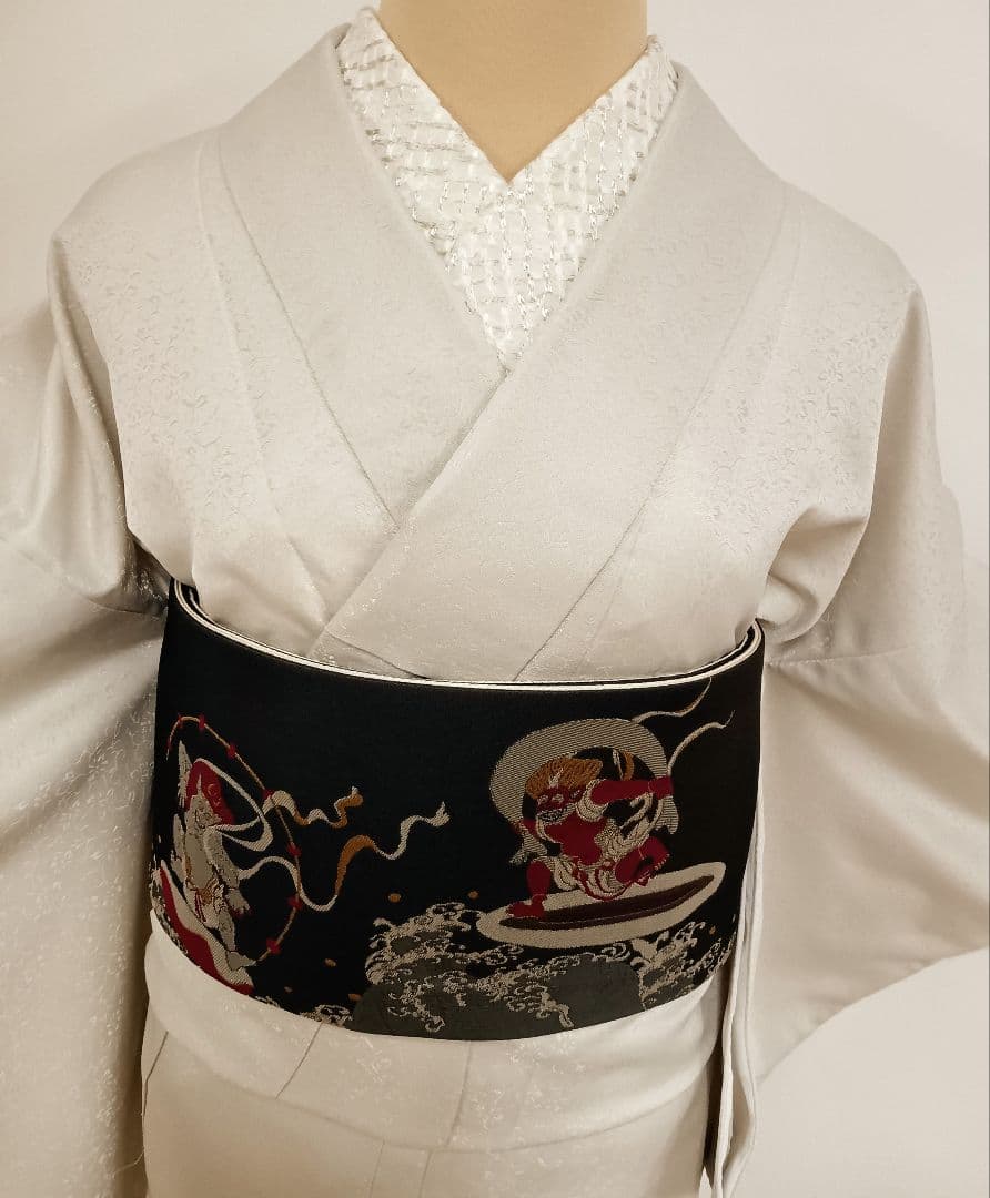 洗える色無地　花唐草地紋　ジャガード織　袷Ｍサイズ