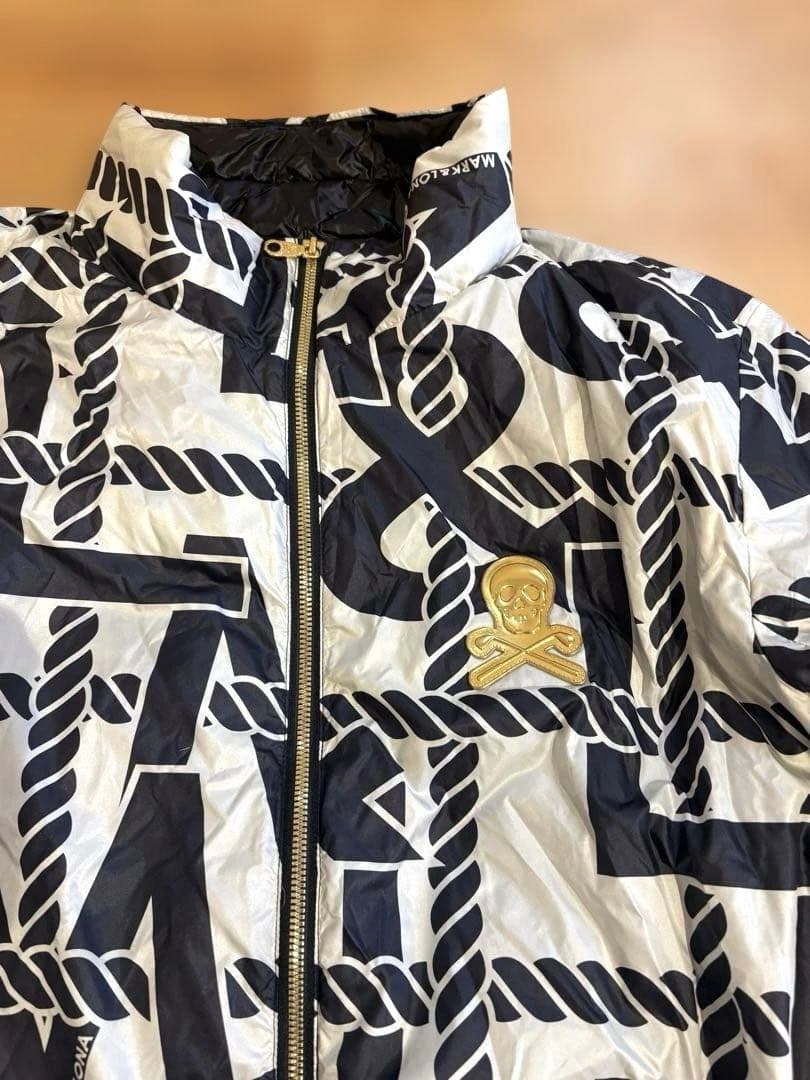 ◼️MARK&LONA◼️ロゴ入り中綿ジャケット48L美品白黒