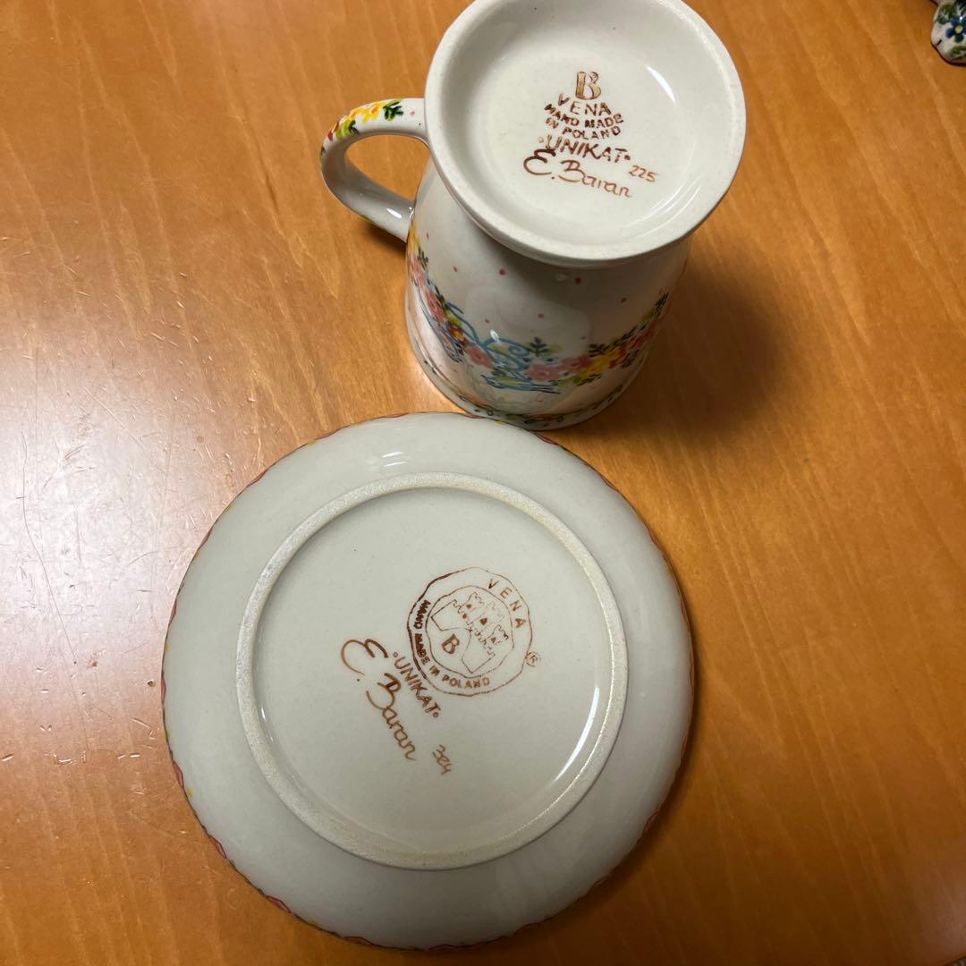 ポーリッシュポタリー VENA マグカップ、ラウンドディッシュ