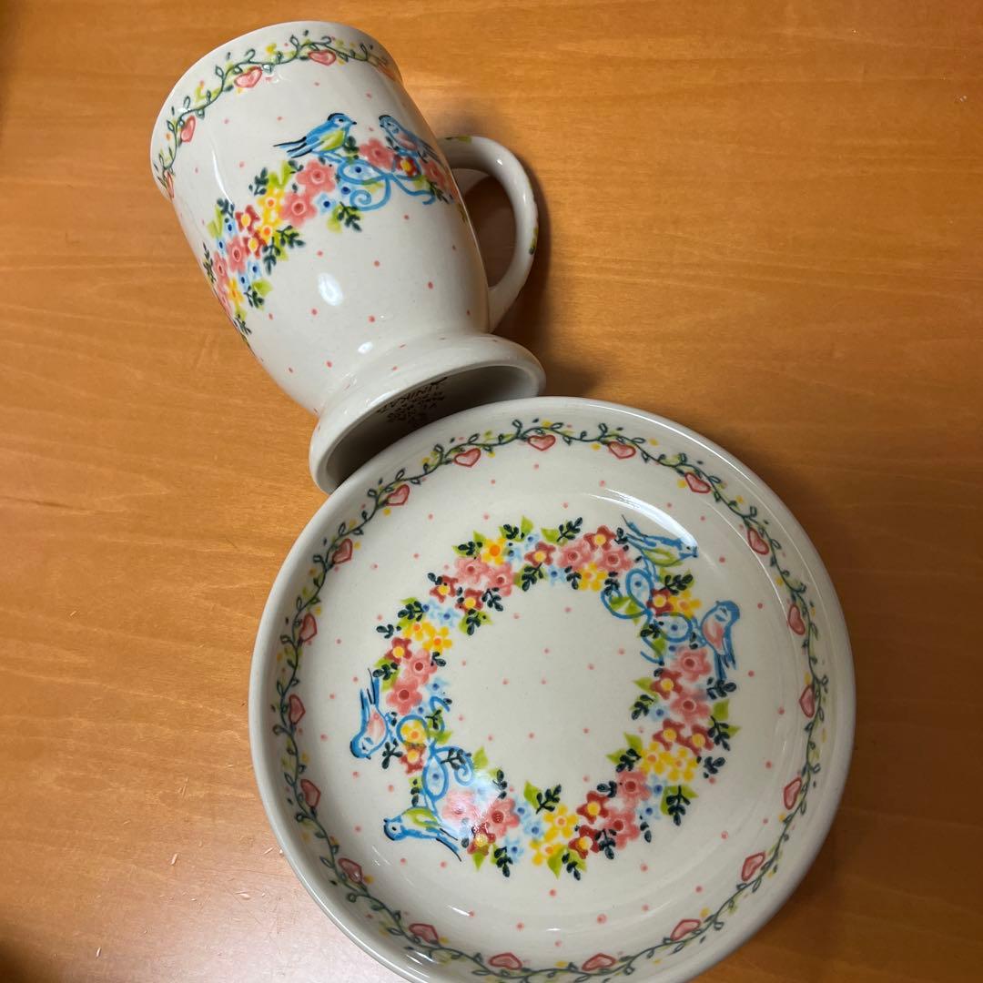 ポーリッシュポタリー VENA マグカップ、ラウンドディッシュ