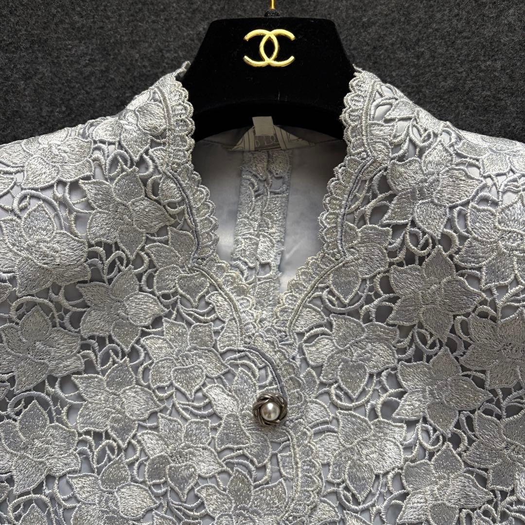 【極美品✨】東京ソワール ソワールドルチェ 総レース ノーカラージャケット高級M