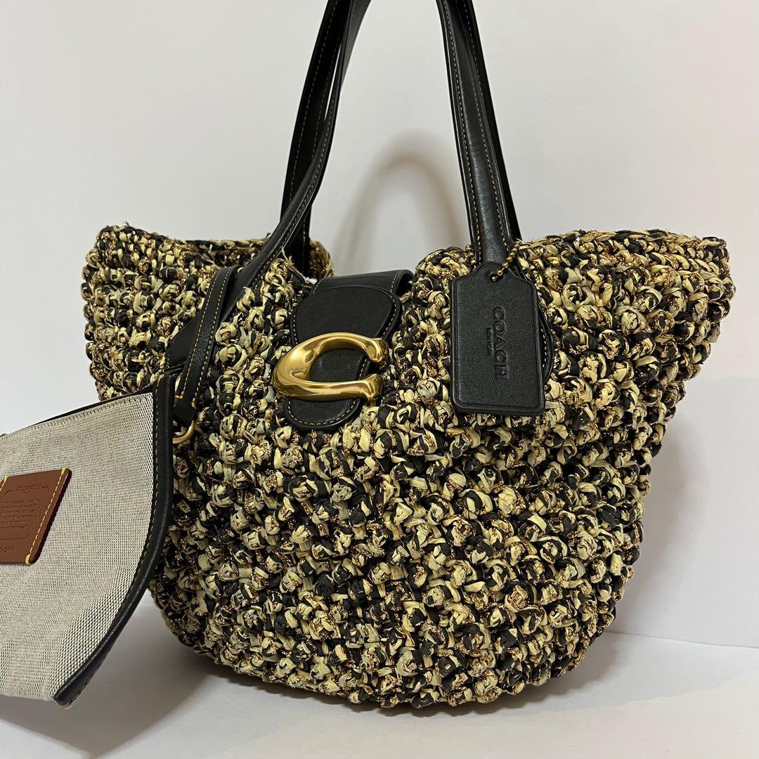 美品【23SS】完売品 COACH コーチ かごバッグ ストロースモールトート