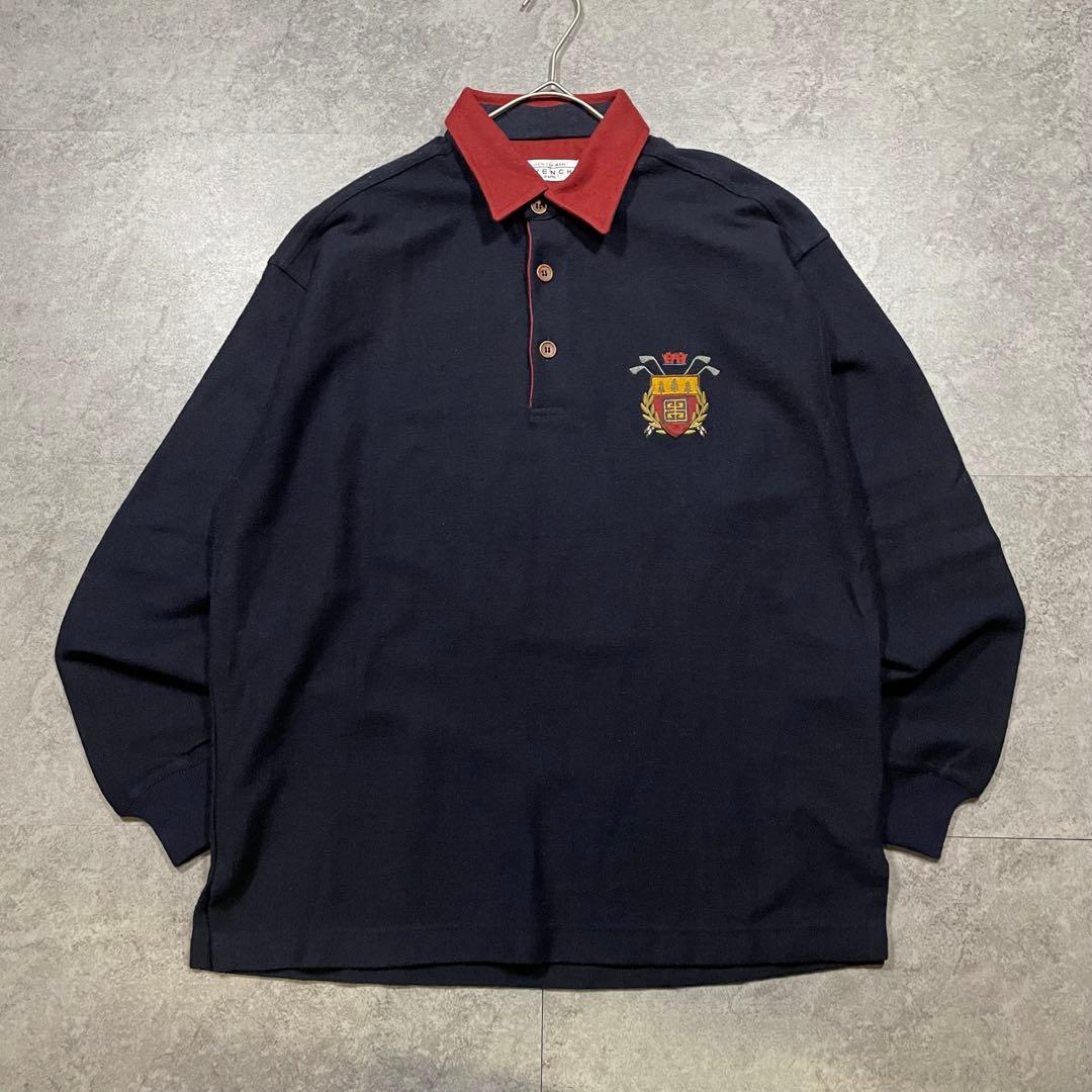 90s ジバンシィGIVENCHY PARIS クレスト刺繍 ラガー スウェット