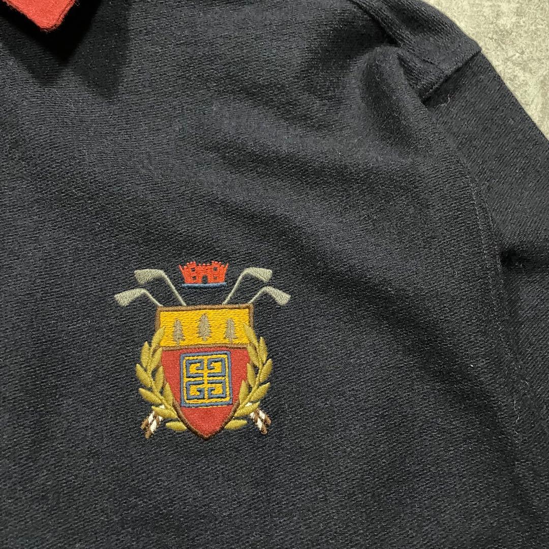 90s ジバンシィGIVENCHY PARIS クレスト刺繍 ラガー スウェット