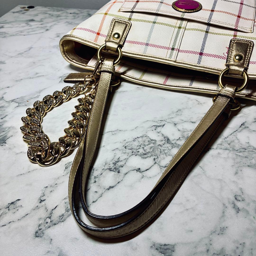 美品 COACH コーチ トートバッグ ショルダーバッグ チェック柄