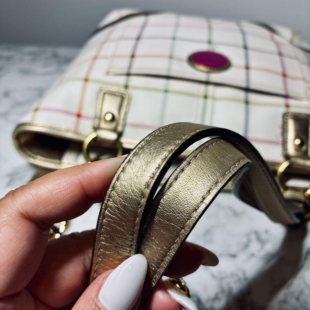 美品 COACH コーチ トートバッグ ショルダーバッグ チェック柄