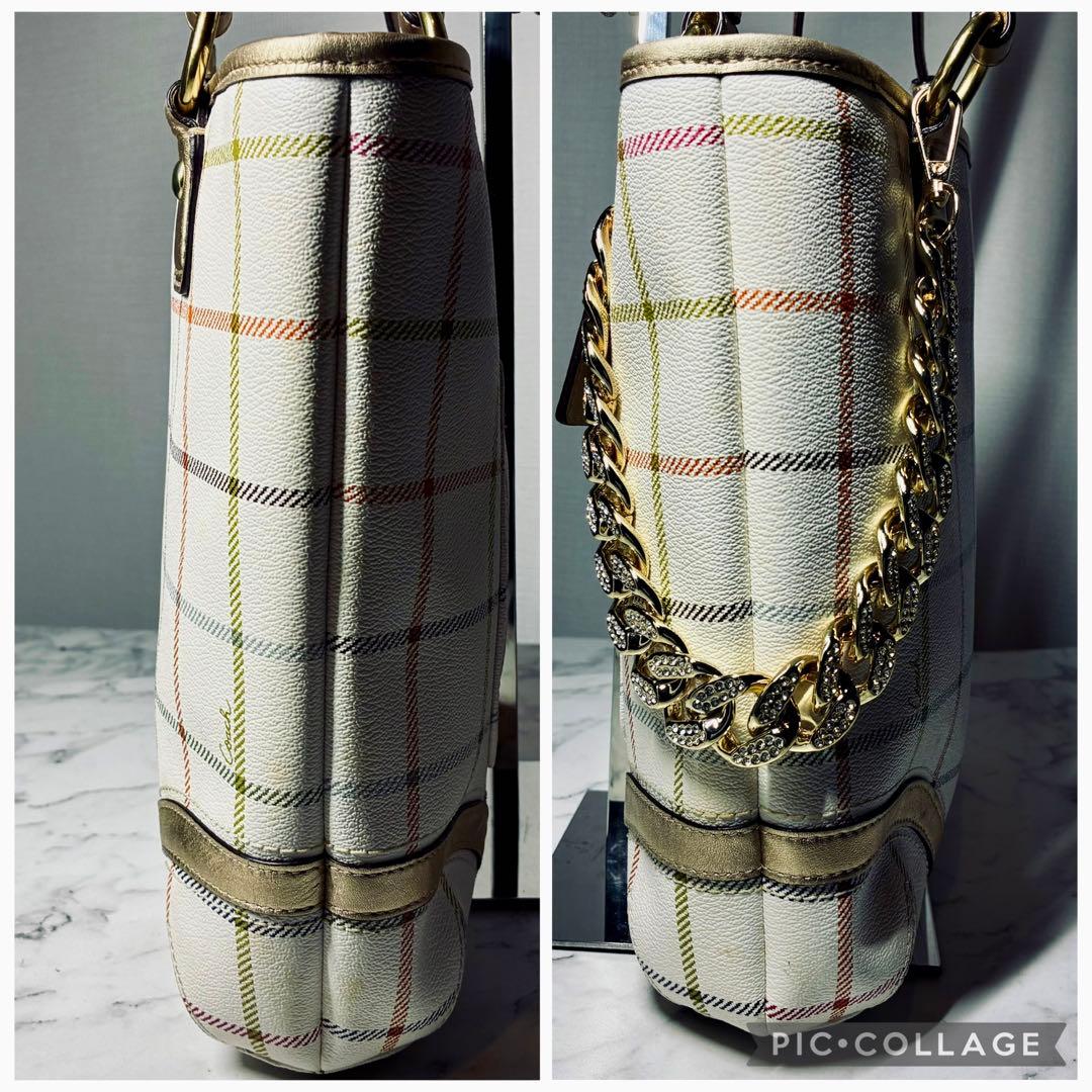 美品 COACH コーチ トートバッグ ショルダーバッグ チェック柄