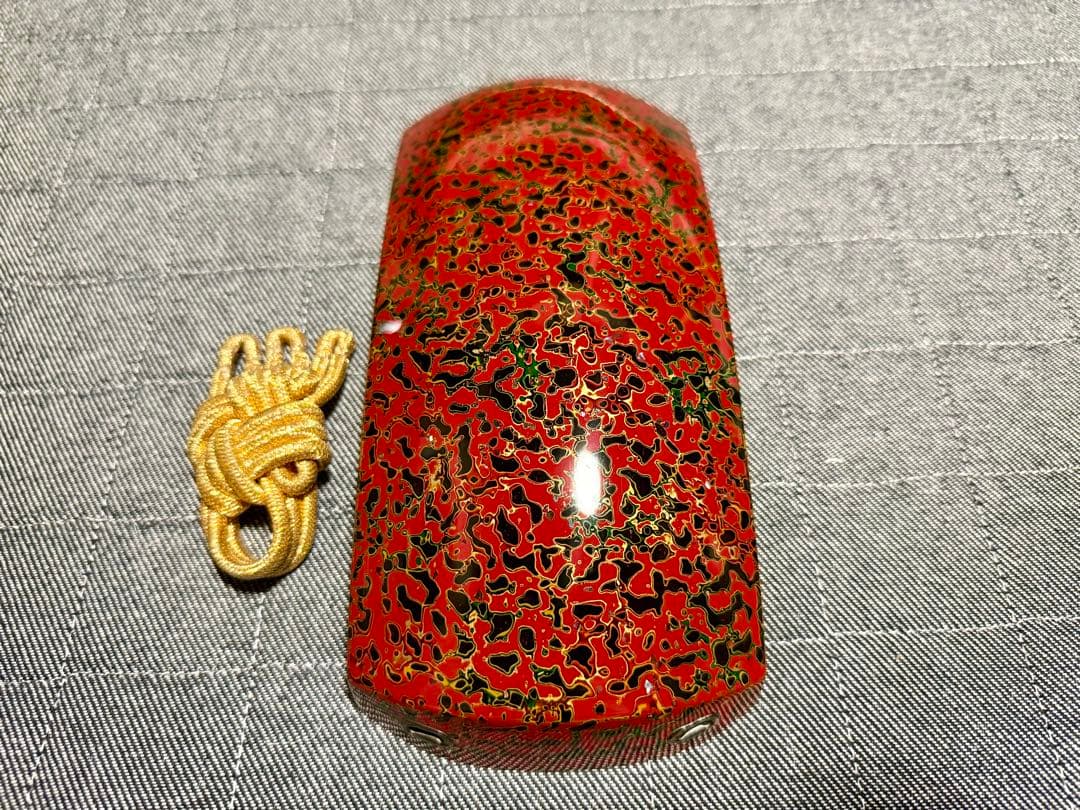 【美品】津軽三味線 胴掛け 津軽塗 五分大 赤系 螺鈿貝入 胴掛 高級品 音緒