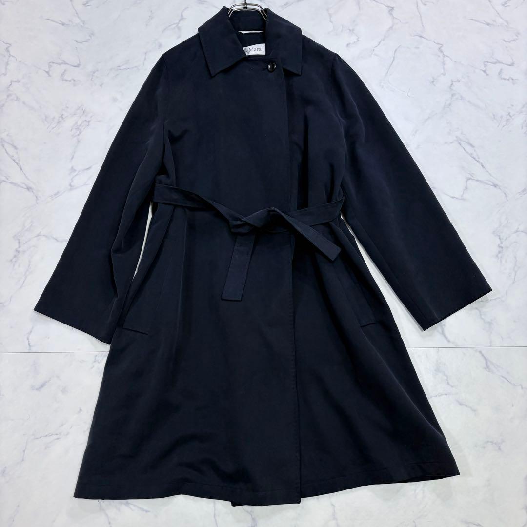 Max Mara ステンカラーコート ウエストベルト付き ダークグレー M 38