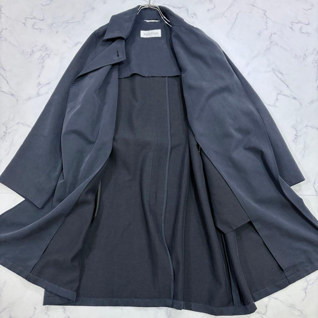 Max Mara ステンカラーコート ウエストベルト付き ダークグレー M 38