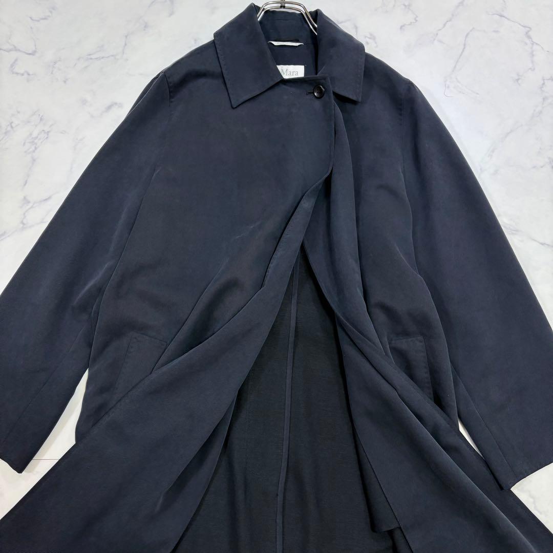 Max Mara ステンカラーコート ウエストベルト付き ダークグレー M 38