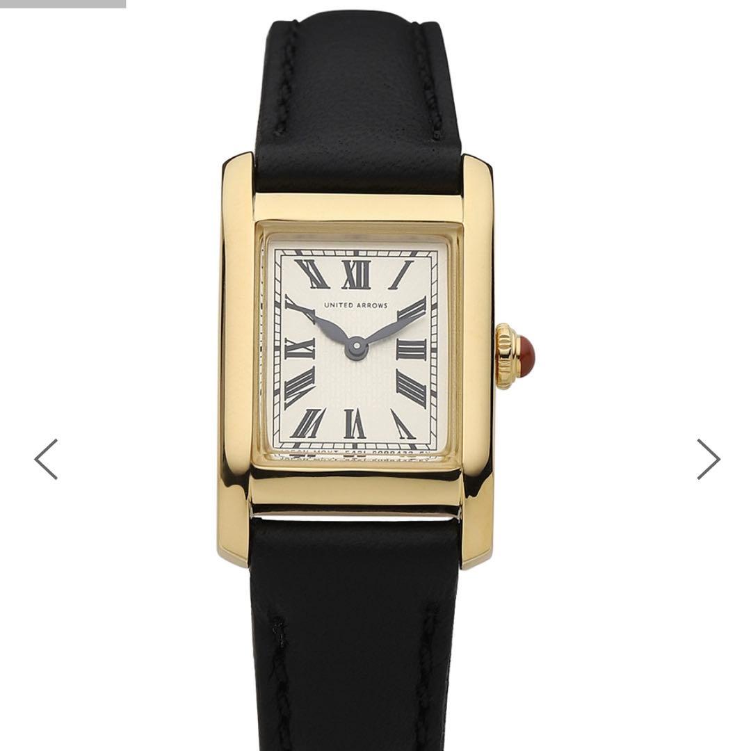 新品 未使用 UNITED ARROWS スクエア レザー 腕時計 ブラック