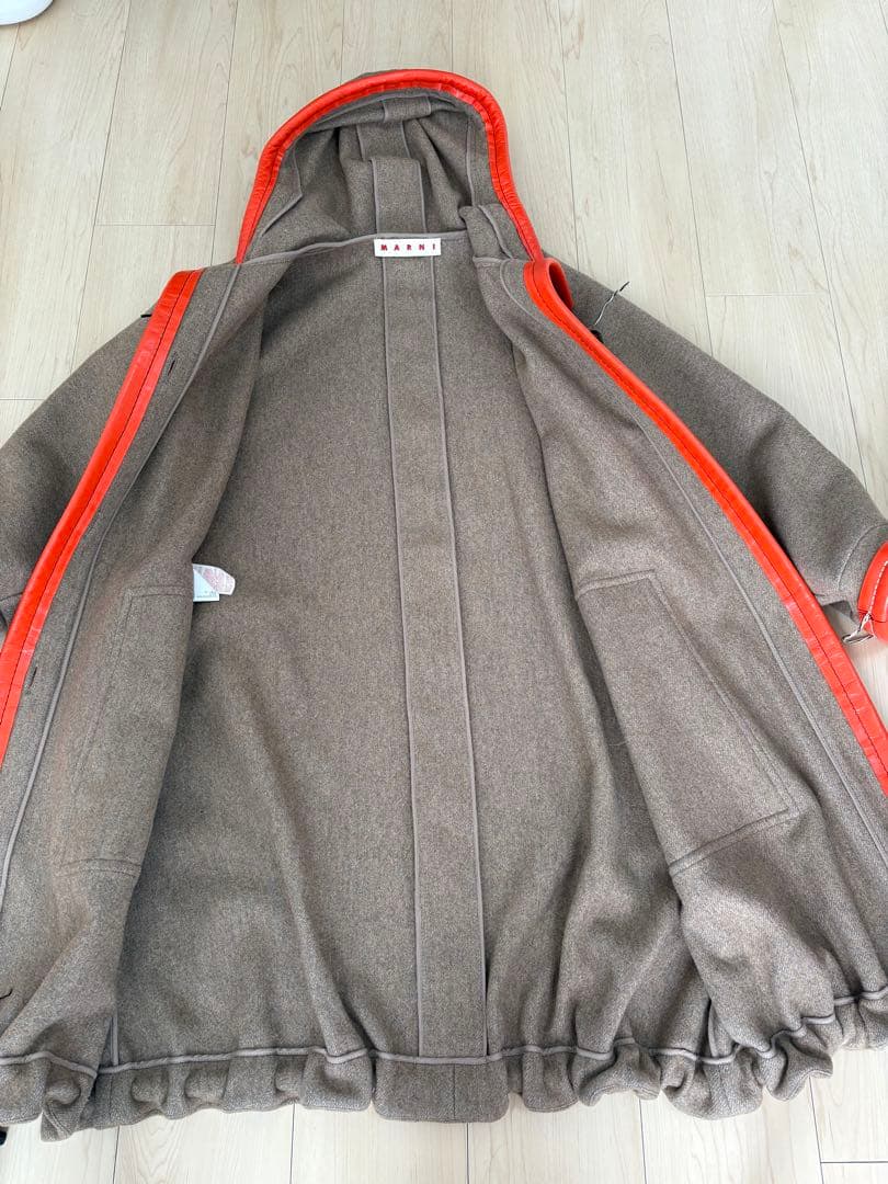 MARNI フード付きロングコート ブラウン/オレンジ　百貨店購入