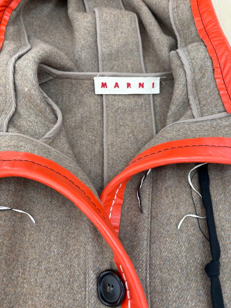 MARNI フード付きロングコート ブラウン/オレンジ　百貨店購入
