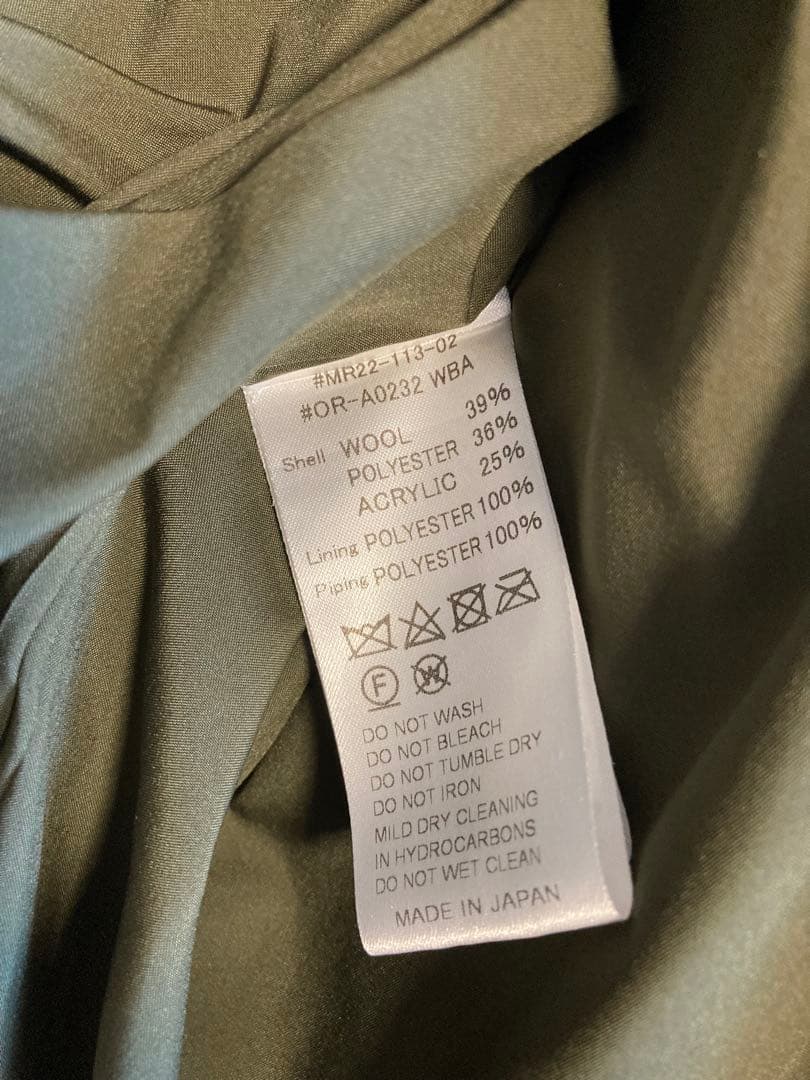 オーシバル ウールボア ノーカラー ブルゾン ダークオリーブ　1