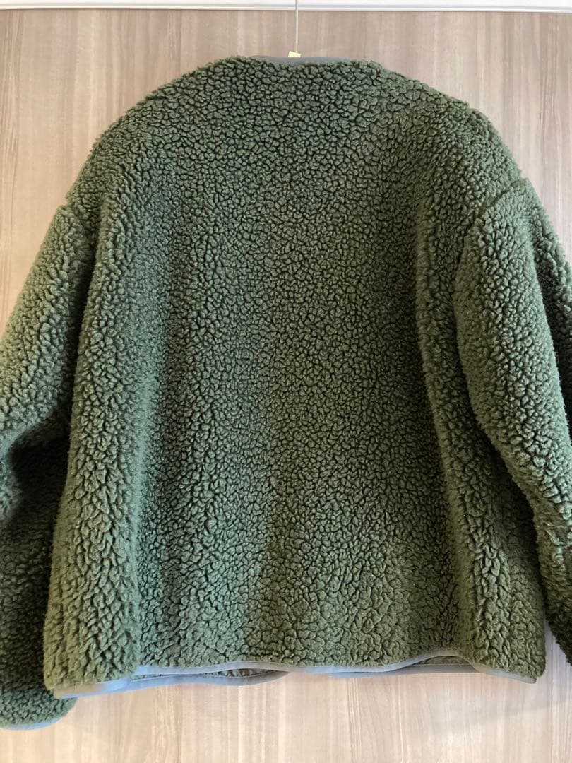 オーシバル ウールボア ノーカラー ブルゾン ダークオリーブ　1