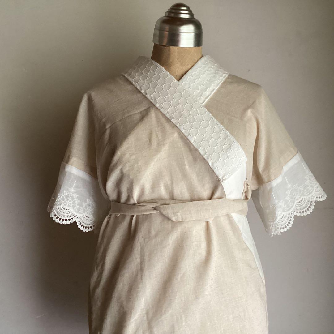 綿麻長襦袢、半襦袢 コットン70％リネン30%綿麻シングルガーゼ