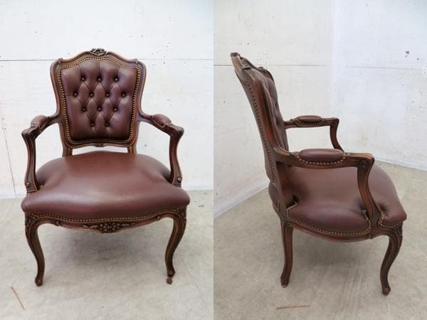美品■ドマーニ■最高級■ルイⅩⅤ■本革■32.9万■アームチェア■カリモク最高峰